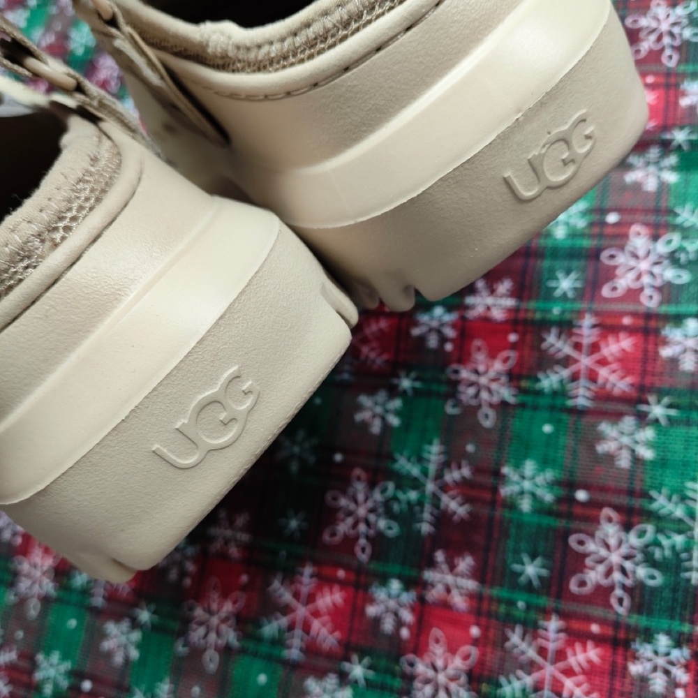 UGG Girls Tan Mesh Slip-On Loafers with Hook Strap - Picture 5 of 6